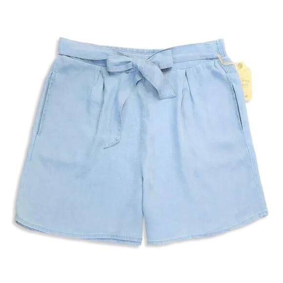 New Telluride High Rise Tie-Front Soft Lightweight Stretch Denim Flowy Shorts - Picture 4 of 7